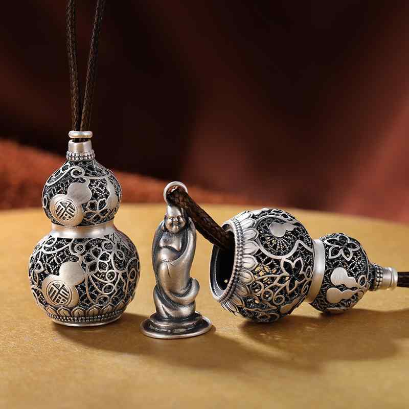 仏教 ネックレス ペンダント シルバー ゴールド ひょうたん メンズ レディース 観音 仏 縁起物 レトロ 幸運 アクセサリー ギフト