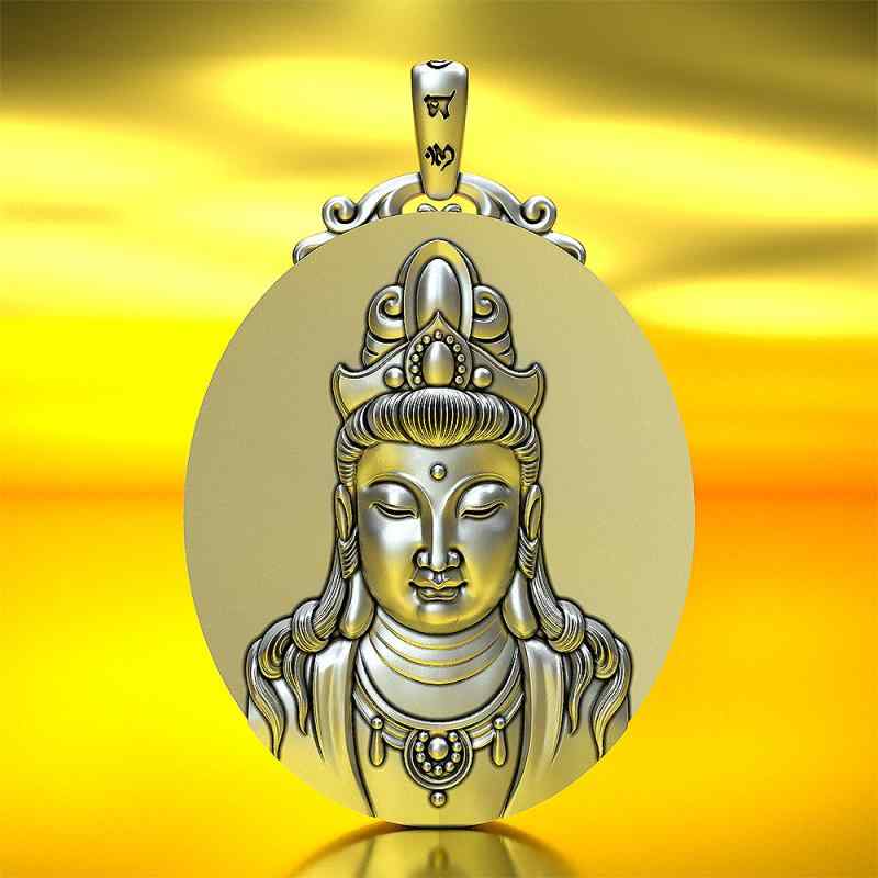 ペンダント 仏教 シルバー 観音 男女兼用 チャーム トップ ネックレス 銀 メダル 平和 安全 守護 ギフト