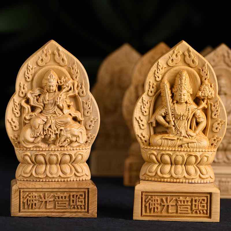 仏像 インテリア 置物 装飾品 フィギュア デコレーション プレゼント 木彫り 車 木製 観音 コレクション 彫刻 仏教 スピリチュアル ミニチュア