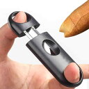 葉巻カッター シルバー 小型 持ち運び用 薄型 軽量 葉巻 ポータブル タバコ 先端 Vカット プラスチック 黒 シャープ 刃 煙草 シガーカッター シンプル カジュアル 平たい フラット ミニ