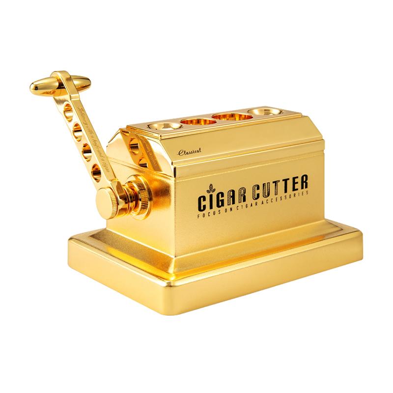 葉巻カッター がっしゃん レトロ オシャレ オフィス デスク インテリア 映え ホーム 葉巻 カット はさみ 金属 ゴールド 煙草 4way 多機能 切断口 フラット V字型 刃 大人 リッチ