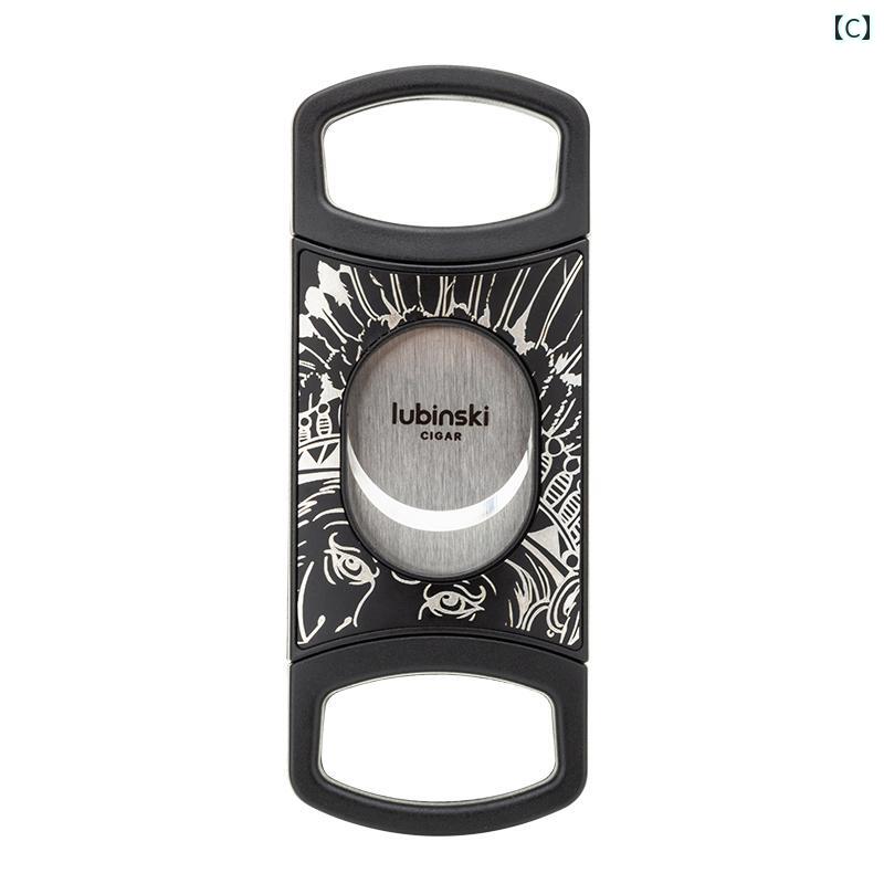 葉巻カッター 両刃 オレンジ 片手操作 多機能 葉巻 カット フラット カット V字型 刃 Vカット シャープ..