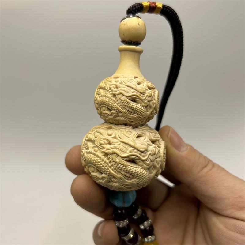 ひょうたん 置物 インテリア プレゼント 雑貨 木彫り ペンダント チャイナ風 木製 彫刻 伝統工芸 アート 風水 吉祥 魔除け 瓢箪 レトロ ドラゴン