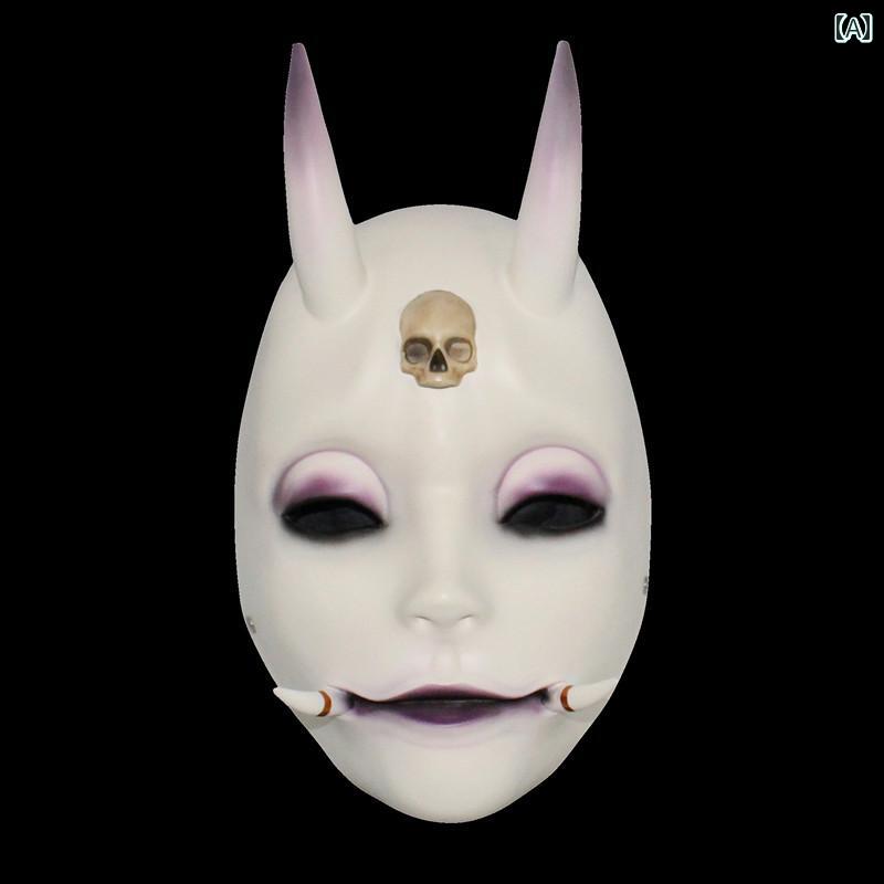 Full Mask - お面 ハロウィン フルフェイス 大人 般若 幽霊 人形 ダンス 衣装 お化け屋敷 樹脂 マスク 仮装 デーモン コスプレ
