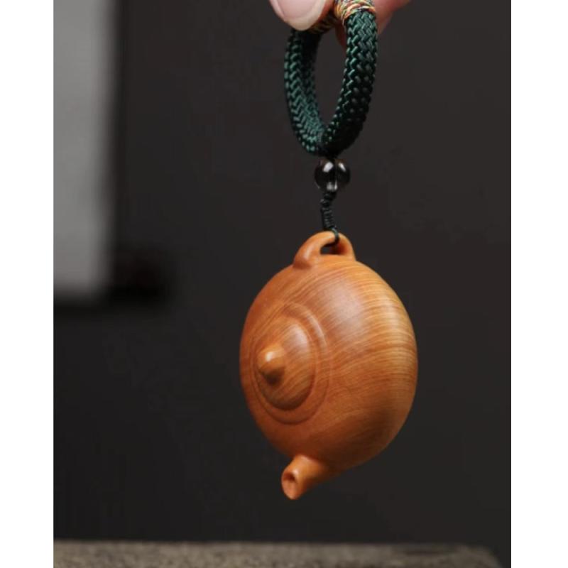 ティーポット ペンダント ストラップ アクセサリー プレゼント 雑貨 木彫り ハンドル ハッピー ユニー..