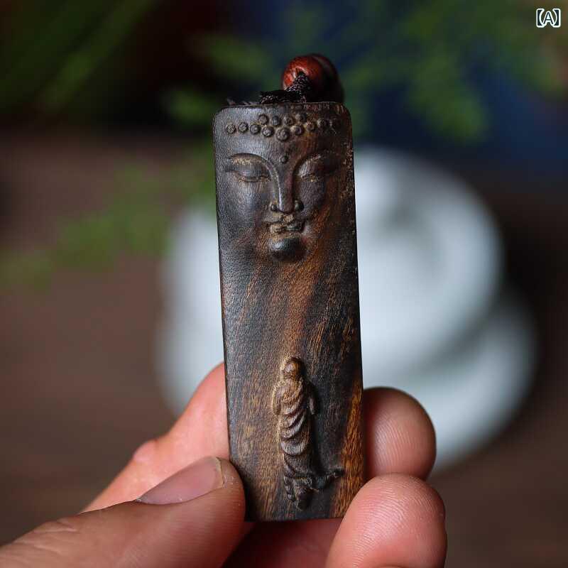 仏教 ネックレス 沈香 観音 ペンダント 男女兼用 首吊り 彫刻 スピリチュアル ユニーク ユニセックス エスニック 木製アクセサリー 工芸品