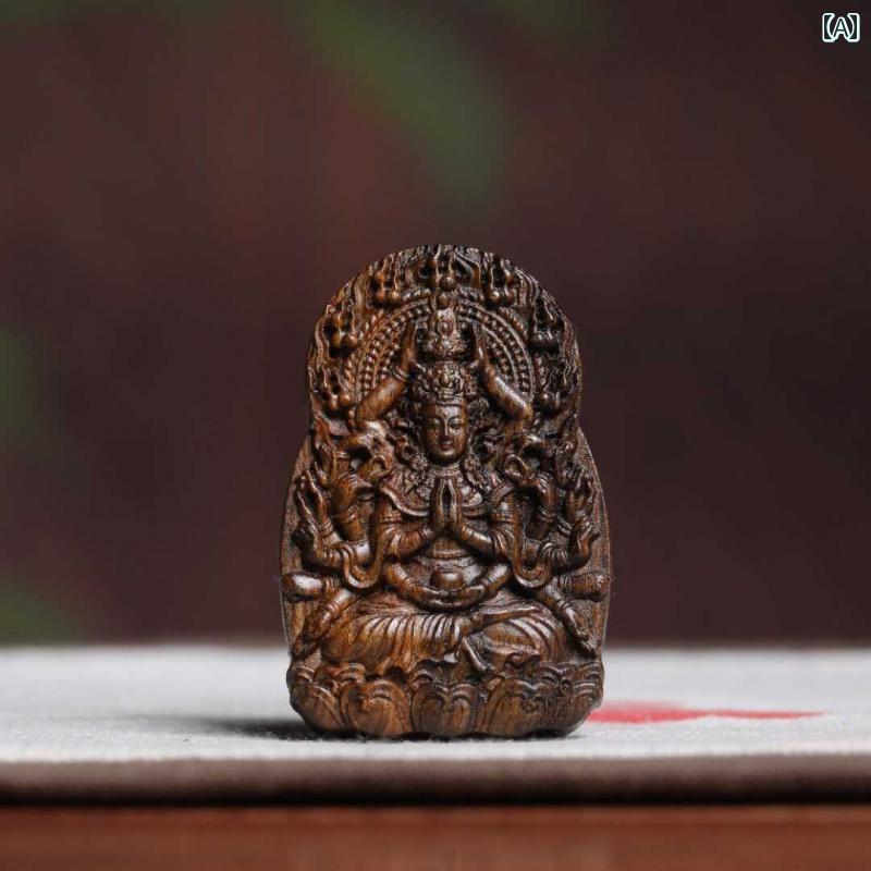 ネックレス 沈香 観音 ペンダント 十二支 お守り 仏教 木製アクセサリー 自然素材 工芸品 ハンドメイド..