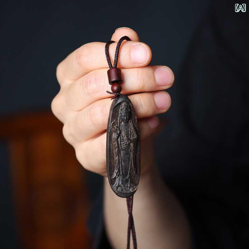 仏教 ネックレス 彫刻 観音 ペンダント カップル お守り 瞑想 癒し 自然素材 木製アクセサリー ユニー..