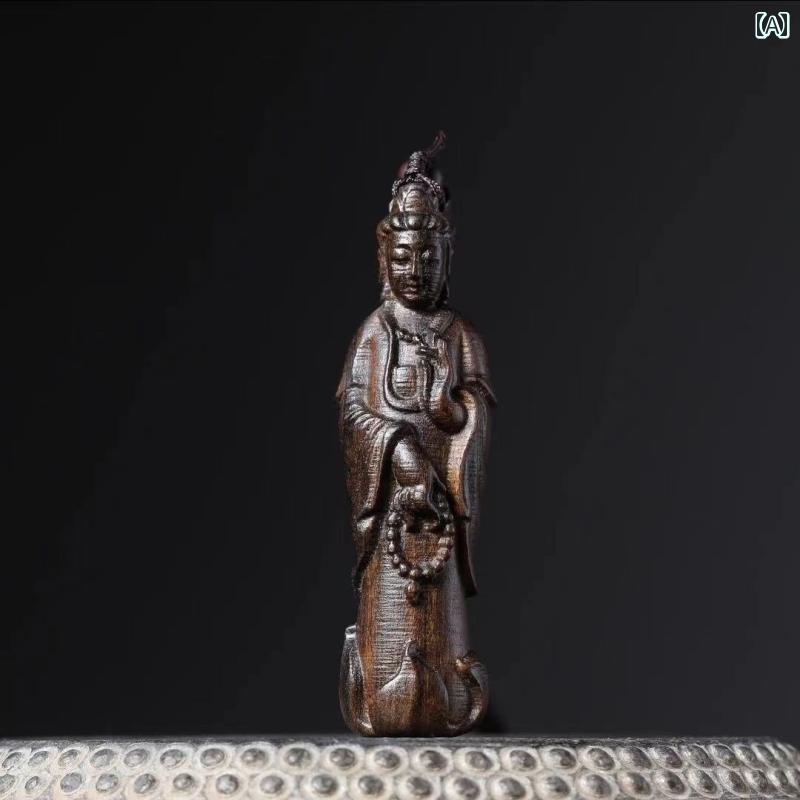 仏教 ネックレス 彫刻 観音 ペンダント 木製 ハンドメイド アクセサリー 装飾品 天然素材 スピリチュア..