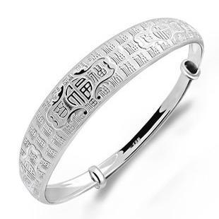 バングル シルバー ブレスレット アクセサリー 母 プレゼント 9999 女性 プッシュプル 祝福 言葉 龍 鳳凰 年長者 贈り物