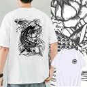 Tシャツ メンズ レディース ファッション ユニセックス チャイナ風 手描き 道教 蓮 鯉 モチーフ 半袖 快適 涼感 インク アート 個性 ギフト 和風 カジ...