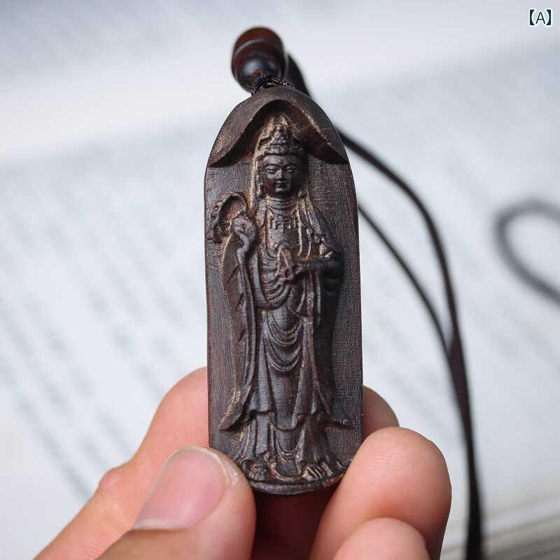 仏教 ネックレス 観音 ペンダント 木彫り お守り ギフト 開運 ハンドメイド ユニーク ユニセックス スピリチュアル エスニック 木製