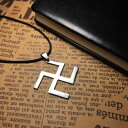 ネックレス 卍 万字 スワスティカ チタン 鋼 シルバー ペンダント レザー キーホルダー シンプル レトロ モダン