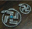 ペンダント 卍 スワスティカ スネーク リング シルバー ターコイズブルー 925 シルバー ヴィンテージライク アクセサリー パーツ
