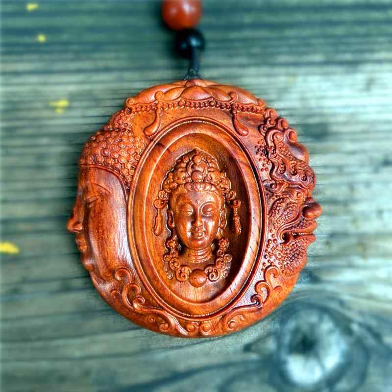 佛様 ペンダント 仏 丸い 紫檀 円形 コレクション 趣味 個性的 コンパクト 携帯用 お守り リラックス ..
