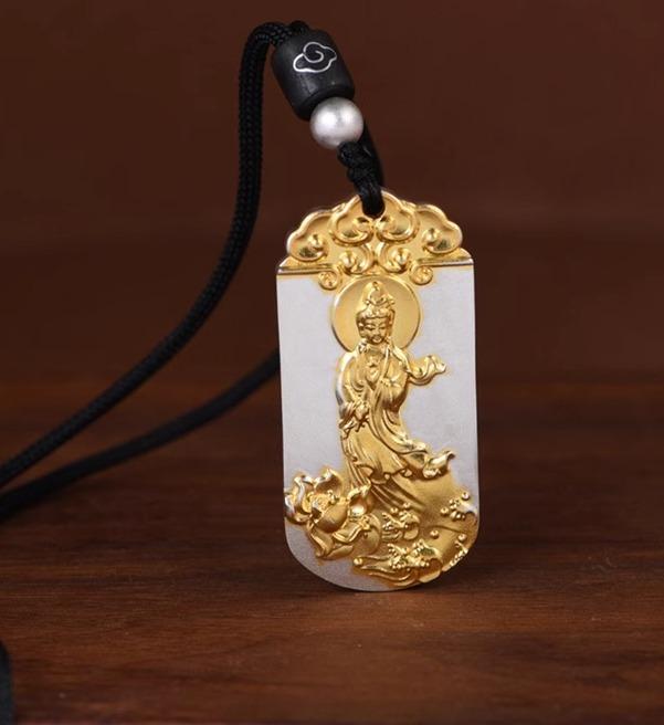 仏教 佛様 ネックレス レトロ 銀 金 吉祥雲 観音 アクセサリー レトロ 武士 牌 彫刻 アンティーク 高級感 おしゃれ お守り ペンダント レディース ギフ...