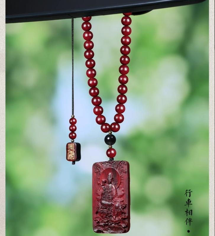 ネックレス 仏教 紫檀 観音 ペンダント アクセサリー 菩薩 木製 彫刻 アート コレクターズ 仏陀 お守り 車内飾り バックミラー キーホルダー ギフト おし...