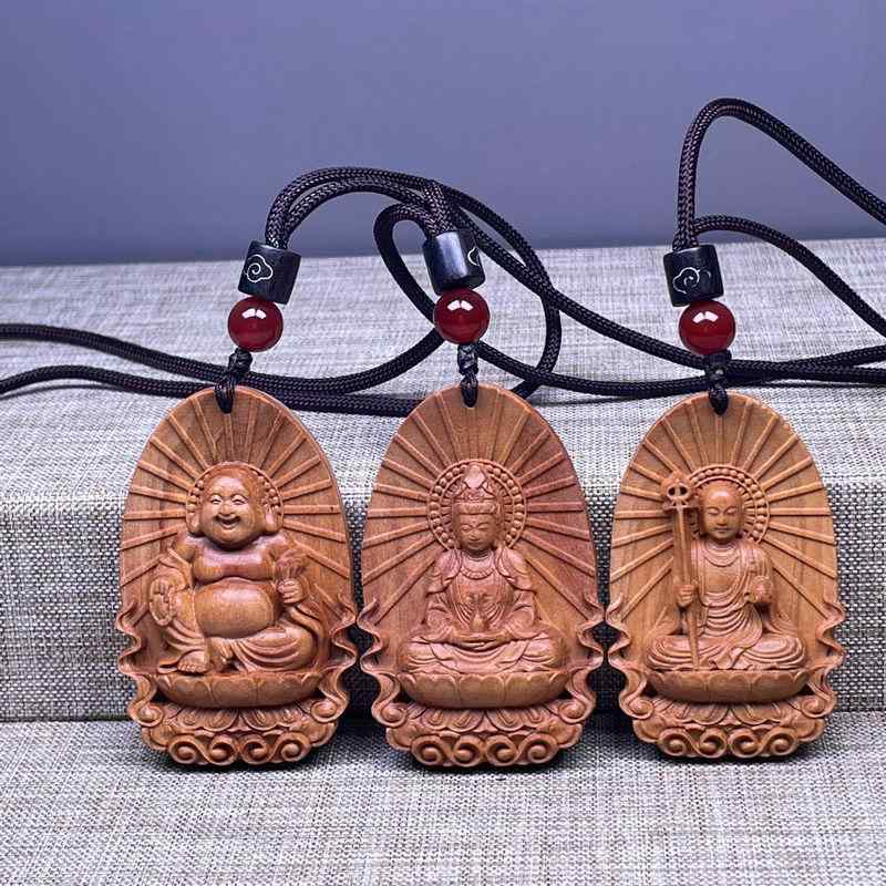 ネックレス 仏教 白檀 彫刻 アクセサリー レトロ アート 地蔵菩薩 古風 ペンダント メンズ レディース 無垢材 スピリチュアル 観音 弥勒仏 ギフト お守り