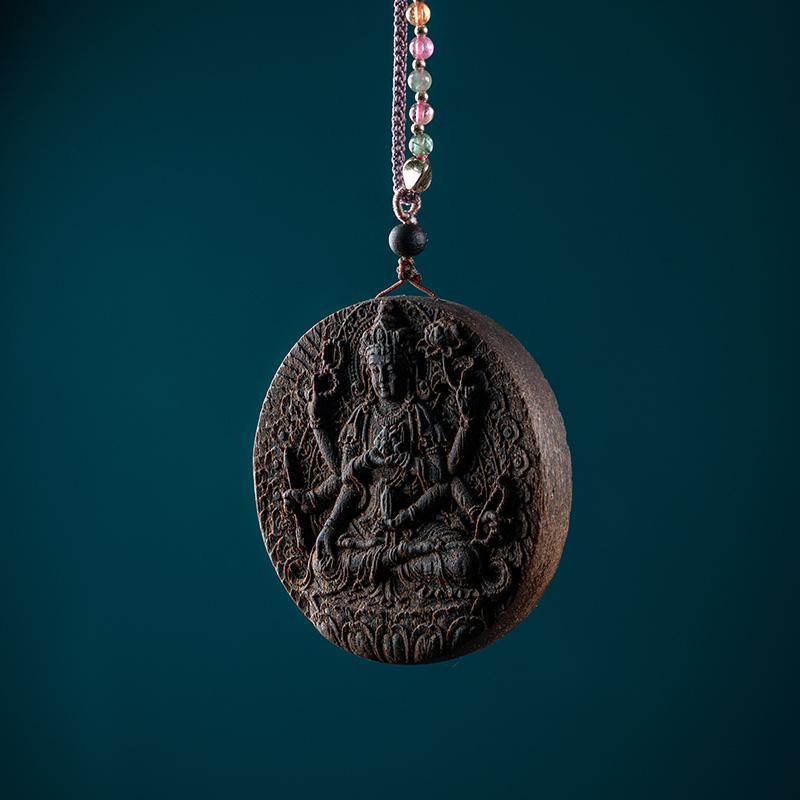 佛 ペンダント 古風 ベトナム 沈香 アクセサリー アート 彫刻 木製 レトロ スピリチュアル ギフト 観音菩薩 レディース メンズ お守り 首飾り