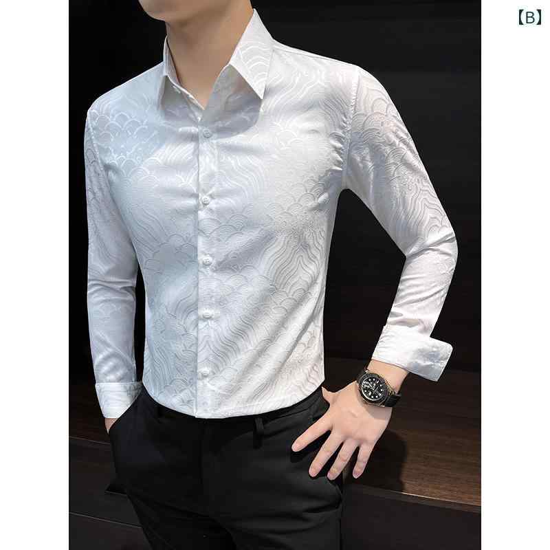 メンズ 花柄 シャツ 長袖 春秋 トップス ハイエンド レトロ プリント エレガント フローラル クラシック お洒落 ブラック 黒 ホワイト 白 ライトグリーン