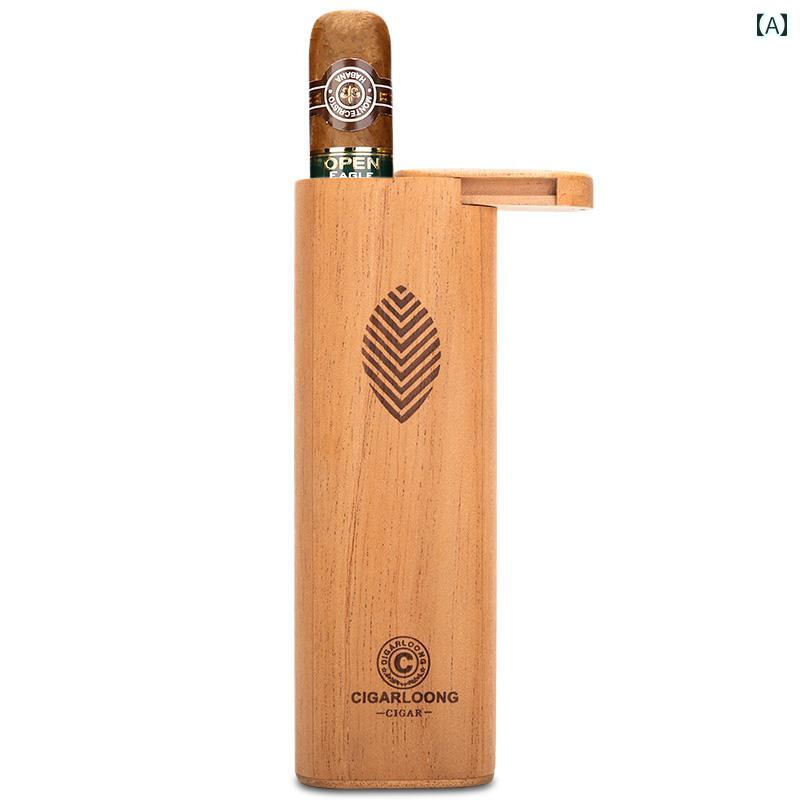 シガーボックス 葉巻 ケース 入れ物 ボックス 木製 ウッド ロング 2本 3本 保湿 携帯 旅行 高級感 ナチ..