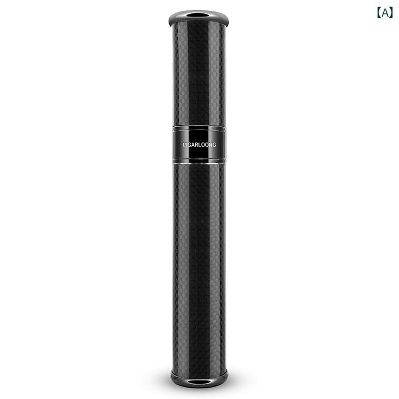 シガーチューブ 葉巻 ケース ボックス ブラック シングル 保湿 大口径 実用的 密封 軽い 耐久性 高級感..