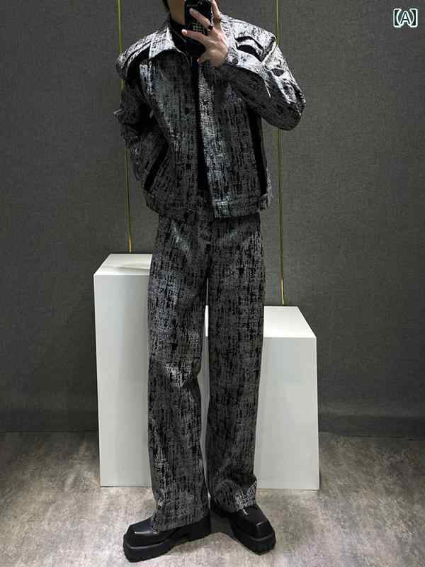 秋 メンズ スーツ 上下 セットアップ おしゃれ ジャケット パンツ ハイカジュアル 2点 セトア アウター 上着 ダーク ゴシック