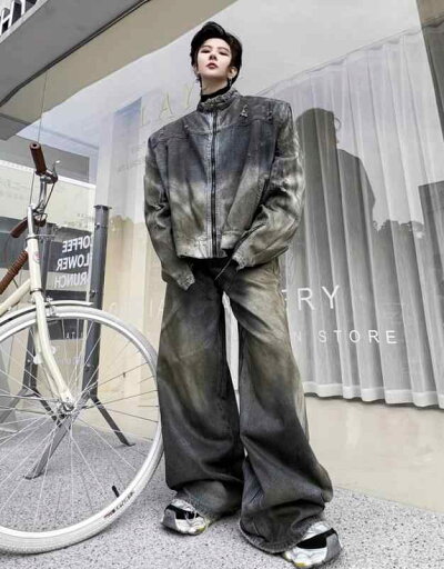 メンズ デニム 上下 セットアップ ヴィンテージライク スプレーペイント エイジング加工 ウォッシュデニム ジャケット パンツ おしゃれ 映え ストリート メンズ デニム 上下 セットアップ ヴィンテージライク スプレーペイント エイジング加工 ウォッシュデニム ジャケット パンツ おしゃれ 映え ストリート