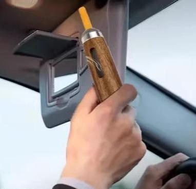 タバコホルダー オープンインスモーカー 灰落ちない 携帯灰皿 木目 簡単 防塵 自動車 リビング タバコ..