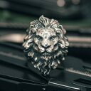 指輪 リング 925 シルバー ライオン キング レオ 彫刻 誇張 アクセサリー カジュアル 個性 エスニック 調節可能 メンズ レディース ユニセックス ペア...