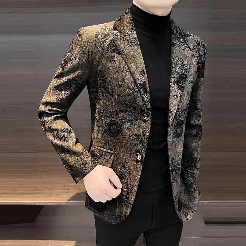 Rakuten - メンズ プリント スーツ ジャケット 春秋 シンプル カジュアル おしゃれ 快適 お出かけ ビジネス 万能 アウター