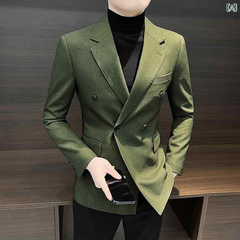 ジャケット 上着 トップス カジュアル おしゃれ ファッション メンズ 男性 ダブルブレスト 高級感 シングルブレスト 韓国 スリムフィット 大きいサイズ モダン