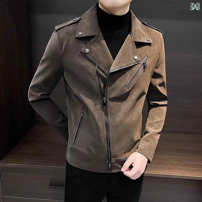メンズ 紳士服 ジャケット アウター カジュアル モダン クール シンプル シック 高級感 春秋 ジッパー ライダース PU