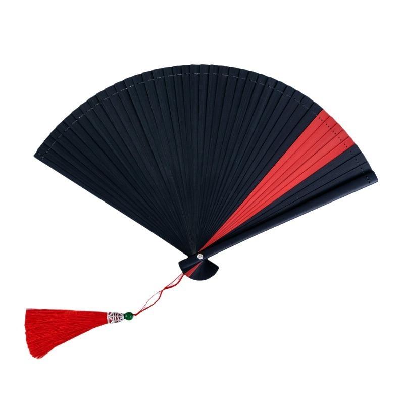 扇子 シンプル 黒 ブラック カジュアル 紙 レトロ 日常 チャイナ 中国 中華 ダンス 踊り 小道具 小物 ..
