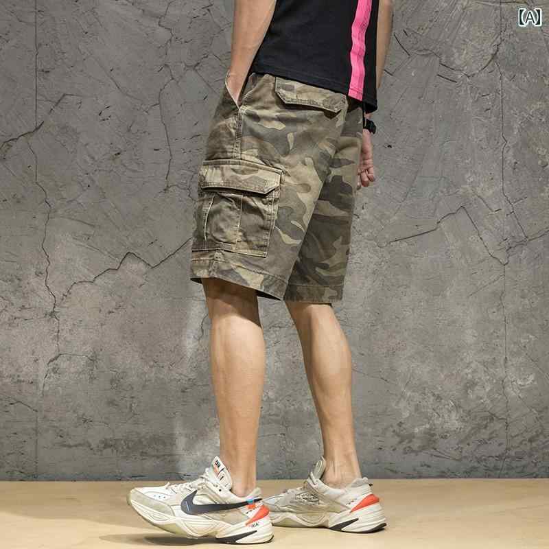 カーゴ ショートパンツ 短パン メンズ 迷彩 ハーフパンツ 夏 薄手 ストリート カジュアル シンプル おしゃれ 快適 万能 ズボン 大きいサイズ