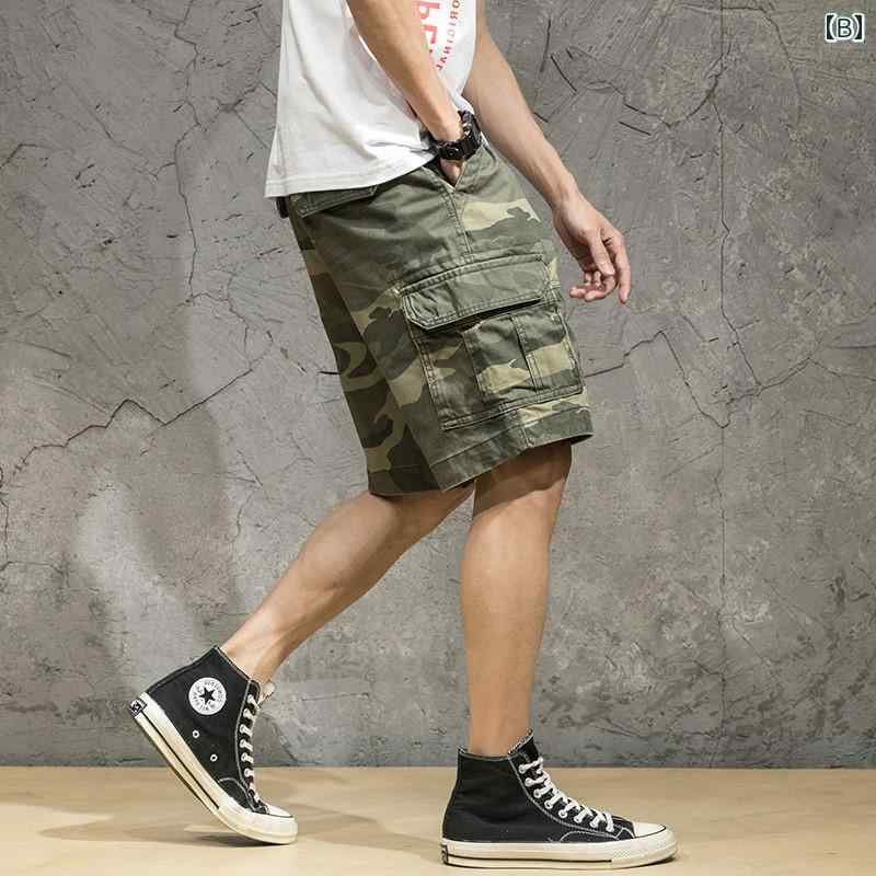 カーゴ ショートパンツ 短パン メンズ 迷彩 ハーフパンツ 夏 薄手 ストリート カジュアル シンプル おしゃれ 快適 万能 ズボン 大きいサイズ