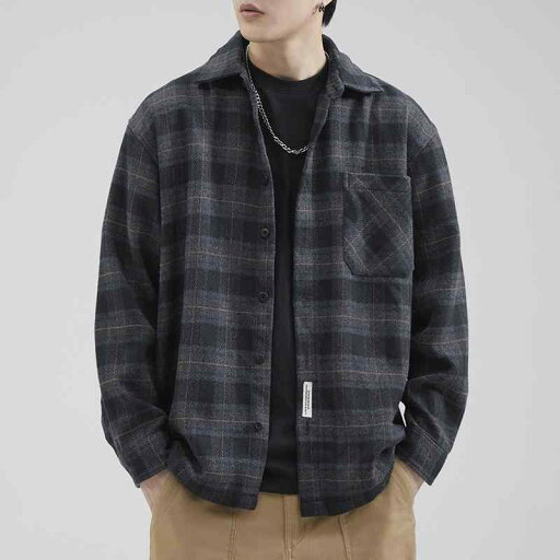 ネルシャツ 男性服 フランネル チェック柄 シャツ 長袖 黒 クラシック レトロ グランパコア メンズ ハイエンド カジュアル 秋冬 厚手 シャツジャケット チカーノ ストリート ネルシャツ 男性服 フランネル チェック柄 シャツ 長袖 黒 クラシック レトロ グランパコア メンズ ハイエンド カジュアル 秋冬 厚手 シャツジャケット チカーノ ストリート