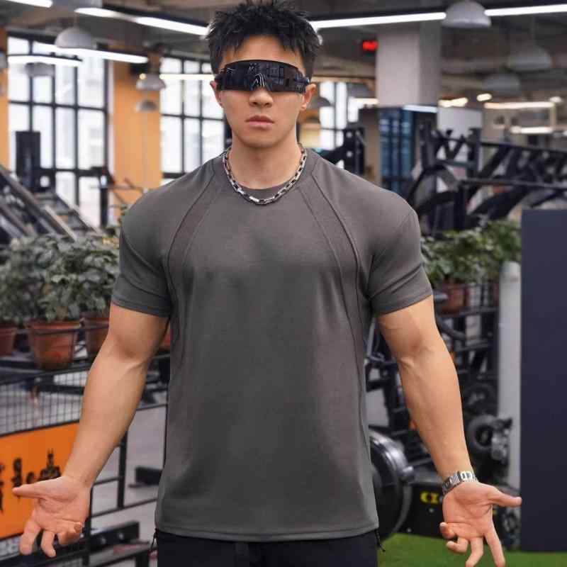 スポーツ 半袖 Tシャツ ランニング トレーニング カジュアル 夏 伸縮性 フィットネス トップス エクササイズ シンプル スリムフィット