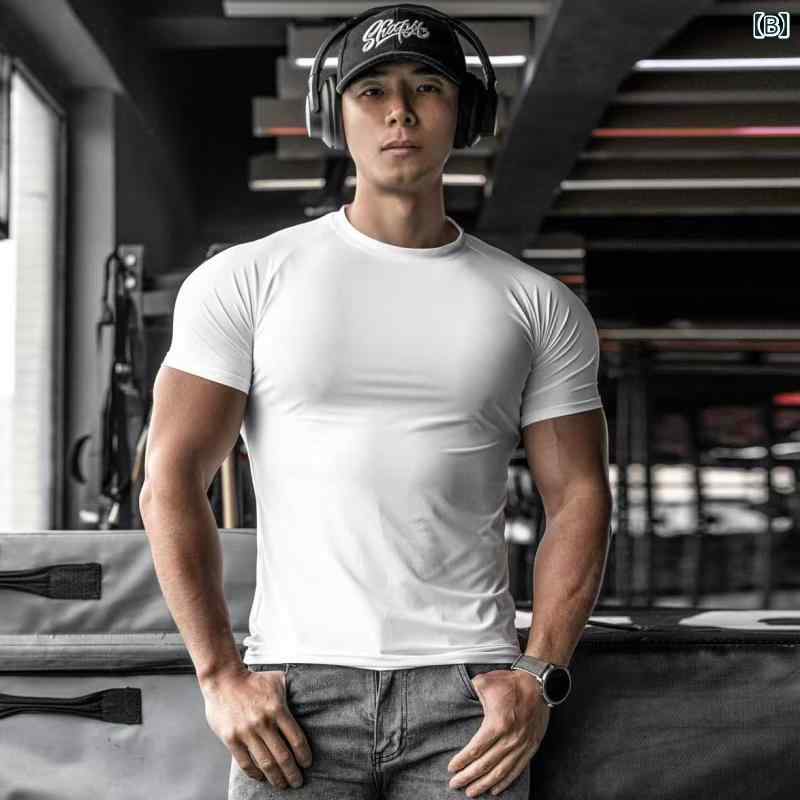 半袖 メンズ マッスル シャツ フィットネス スポーツ トレーニング 速乾 伸縮性 ランニング 無地 夏 ストレッチ クール 通気性 吸汗