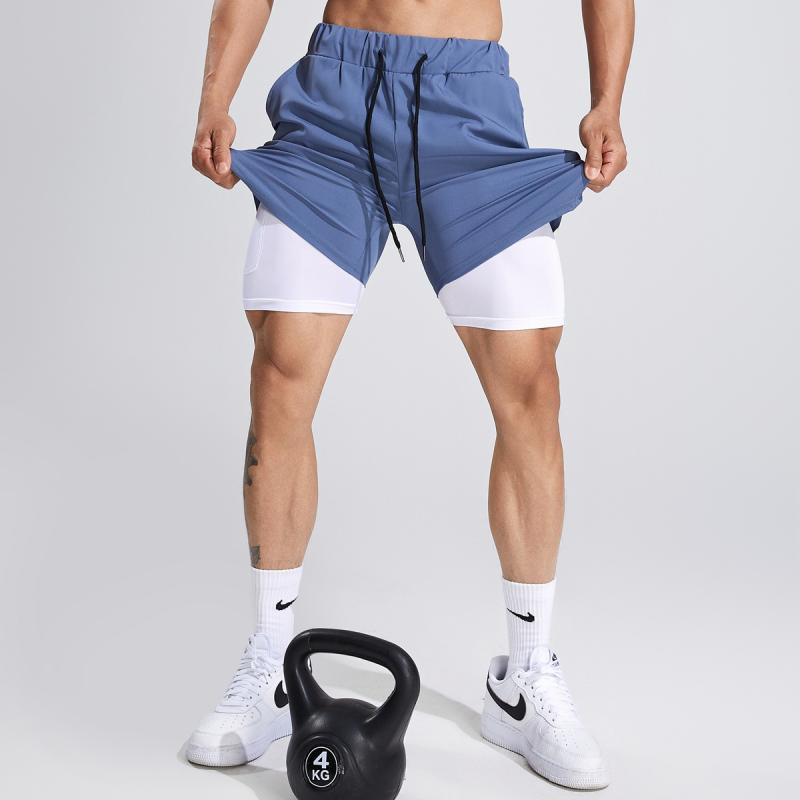 ショートパンツ 短パン メンズ 二層 ショーツ スポーツ トレーニング ウェア 伸縮性がある 裏地 フィットネス レジャー 速乾 通気性が良い ズボン