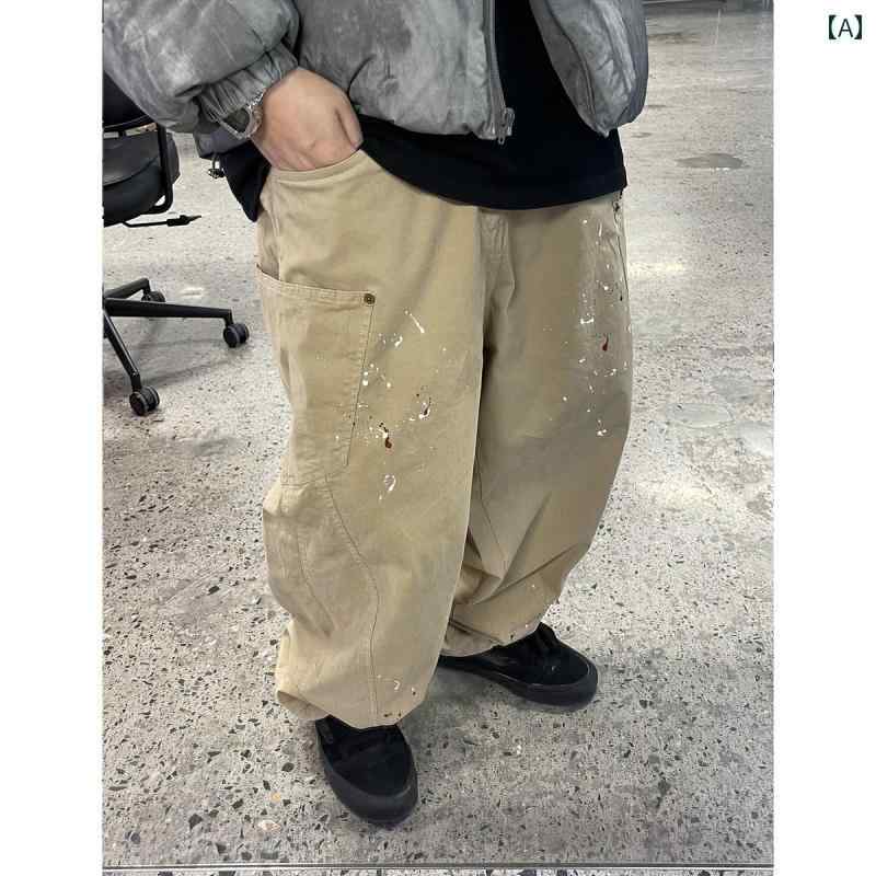 バギーパンツ ズボン 作業着 メンズ ヒップホップ ストリートファッション 個性的 ユニーク シンプル スケートボード ゆったり 大きめサイズ カジュアル パンツ