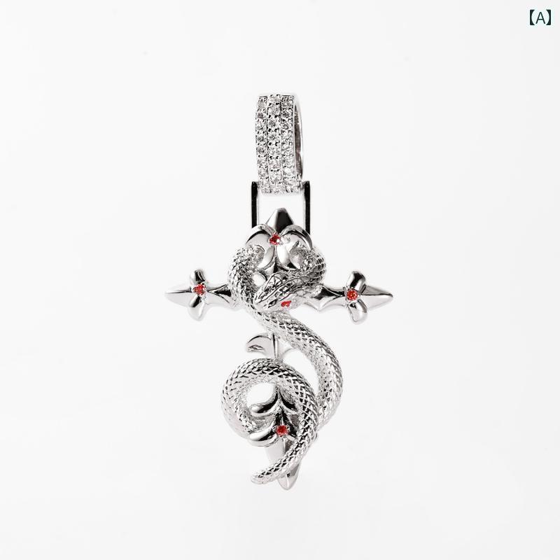 スネーク ペンダント クロス メンズ ヘビ レトロ ネックレス アクセサリー アメリカン おしゃれ ファッション アイテム