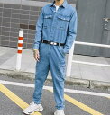 つなぎ デニム オーバーオール 長袖 メンズ ジャンプスーツ 建設業 作業着 ファッション おしゃれ カジュアル 長ズボン ユニセックス