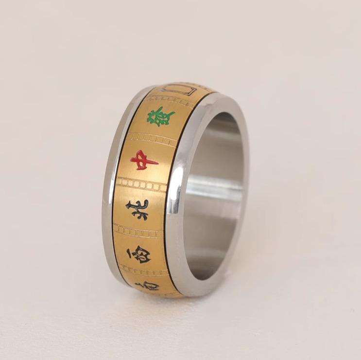 指輪 麻雀パイ メンズ ゴールド チタン スチール リング レディース カジュアル ファッション 高品質 ..