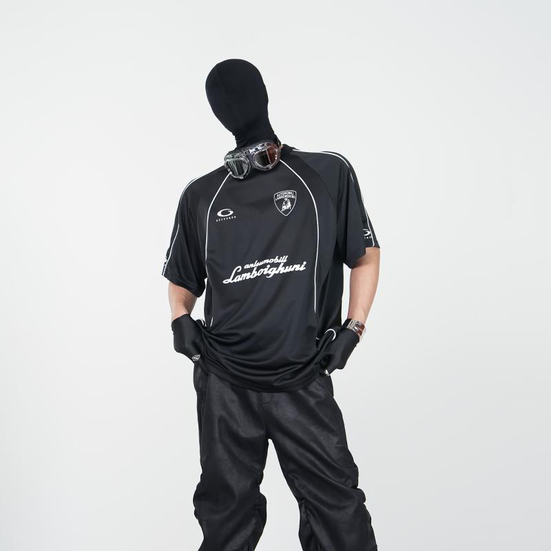 アメリカン 高級感 おしゃれ ツーリング ライダー 夏 おでかけ モダン メンズ レーシング 半袖 ラウン..