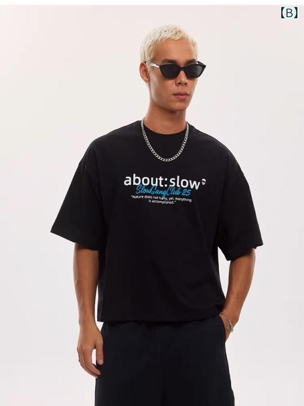 Tシャツ メンズ ファッション 半袖 トップス ショート プリント 綿素材 快適 着心地 涼感 軽量 リラックス カジュアル デイリー ストリート ルームウエア スタイリッシュ