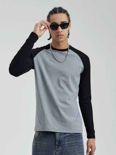 Tシャツ メンズ ファッション トップス アメリカン スタイル 長袖 カラーマッチング ロングスリーブ Tシャツ スリムフィット ラウンドネック コントラストカラー シンプル コーディネート Tシャツ メンズ ファッション トップス アメリカン スタイル 長袖 カラーマッチング ロングスリーブ Tシャツ スリムフィット ラウンドネック コントラストカラー シンプル コーディネート