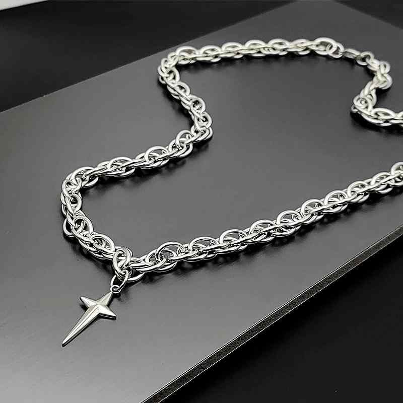 ネックレス アクセサリー 小物 ペンダント ユニセックス シンプル ストリート クロス モチーフ スター 個性的 高級感 ヒップホップ カップル インスタ映え