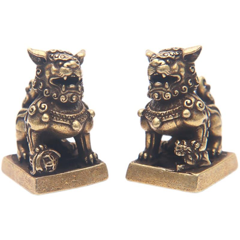 置物 ミニサイズ 小物 インテリア 真鍮 富 引き寄せ 家 守る 神獣 シーサー 狛犬 飾り 銅 彫刻 装飾 デスクトップ 創造的 個性 レトロ ヴィンテージライク