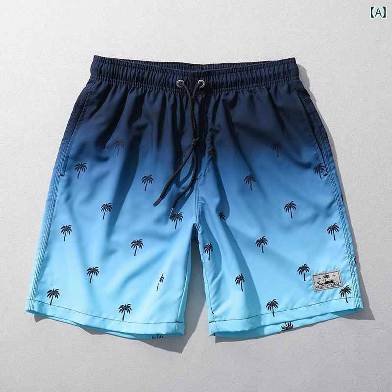 ビーチパンツ 海パン 短パン 夏 ショート パンツ 男性 水着 バケーション グラデーション カジュアル 温泉 水泳 速乾性 紫外線 カット